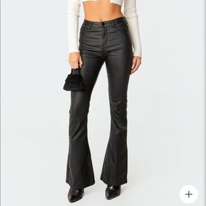 Edikted Faux Leather Flare Jeans